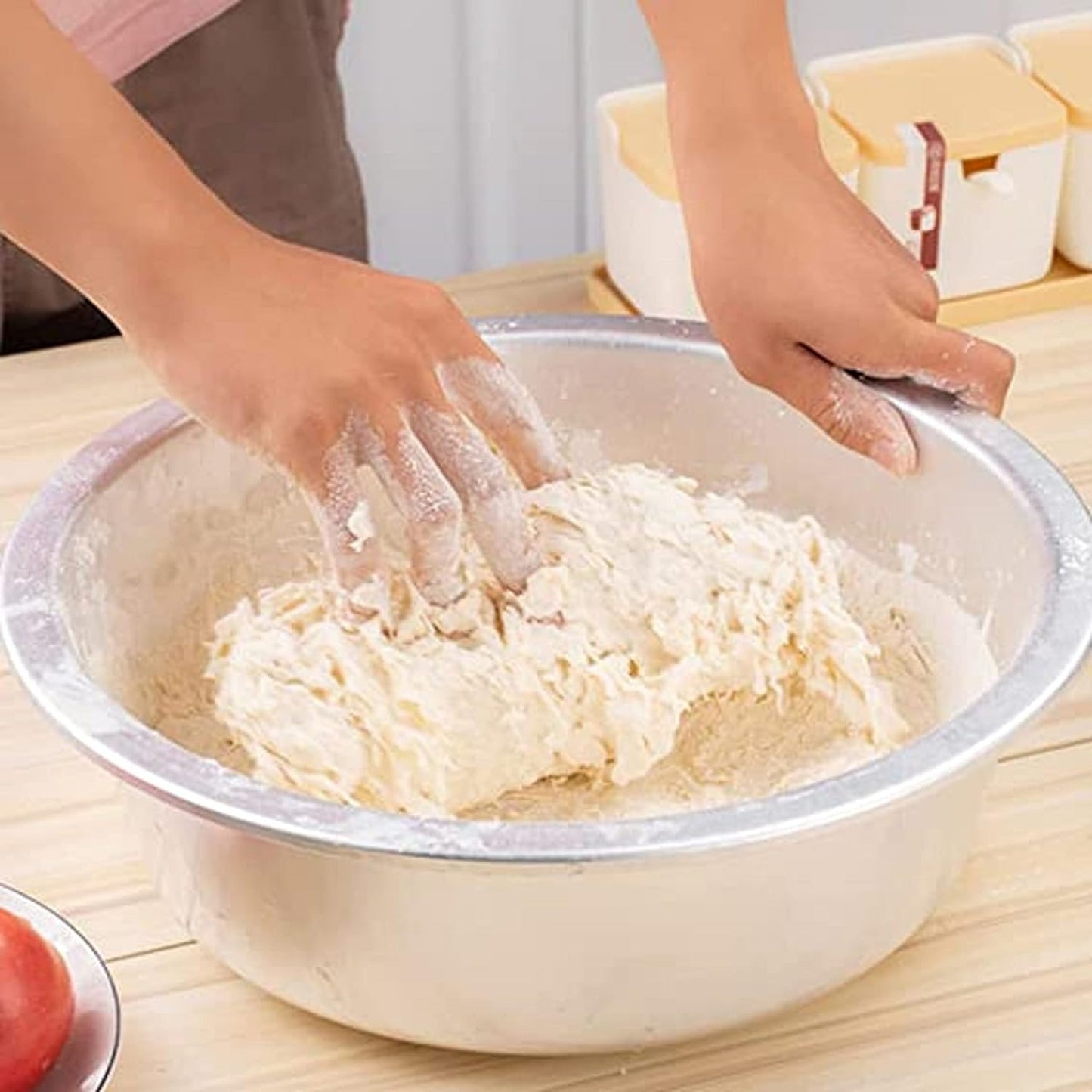 Heavy duty Aluminum Basin with tapered edges - Made in Taiwan - Mixing Bowl, Washing Bowl Container, Metal Bowls for Fruit Vegetables Serving Cooking Baking