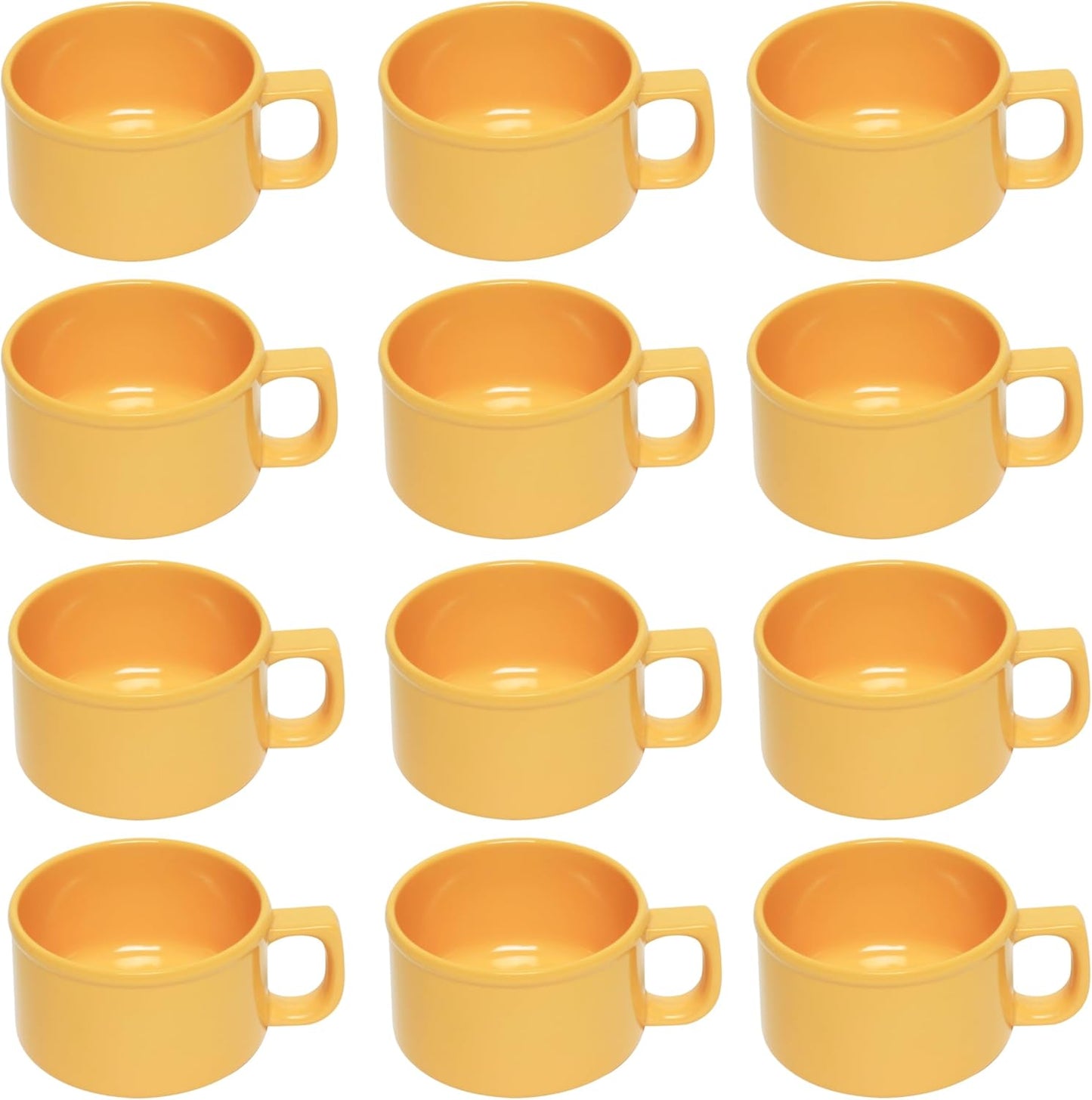 10 oz Soup Mug Melamine Set of 12- Dishwasher Safe Break-Resistant Coffee Cup Set Reusable Plastic Mug for Soups Latte Cappuccino Cocoa Hot Tea Home Cafe Restaurants