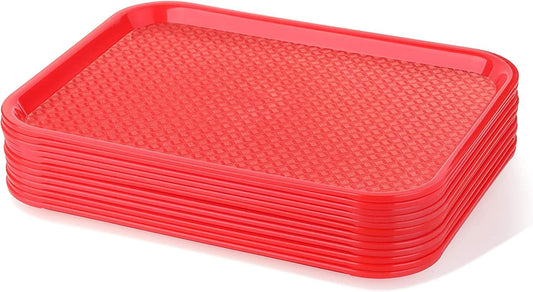 Fast Food Tray Orange Color Plastic Set of 12 - for Café Standard Cafeteria/Fast Food Tray Restaurant Serving Trays Set for Coffee Table Kitchen Party Restaurants