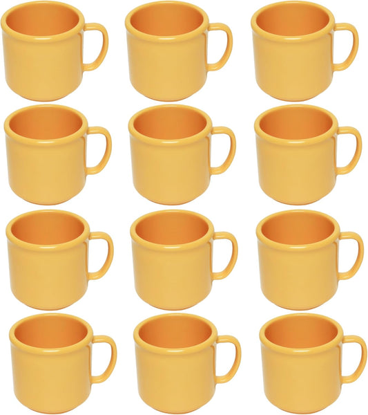 10 oz Mug Melamine Set of 12- Dishwasher Safe Break-Resistant Coffee Cup Set Reusable Plastic Cup for Latte Cappuccino Cocoa Hot Tea Mocha Home Cafe Restaurants