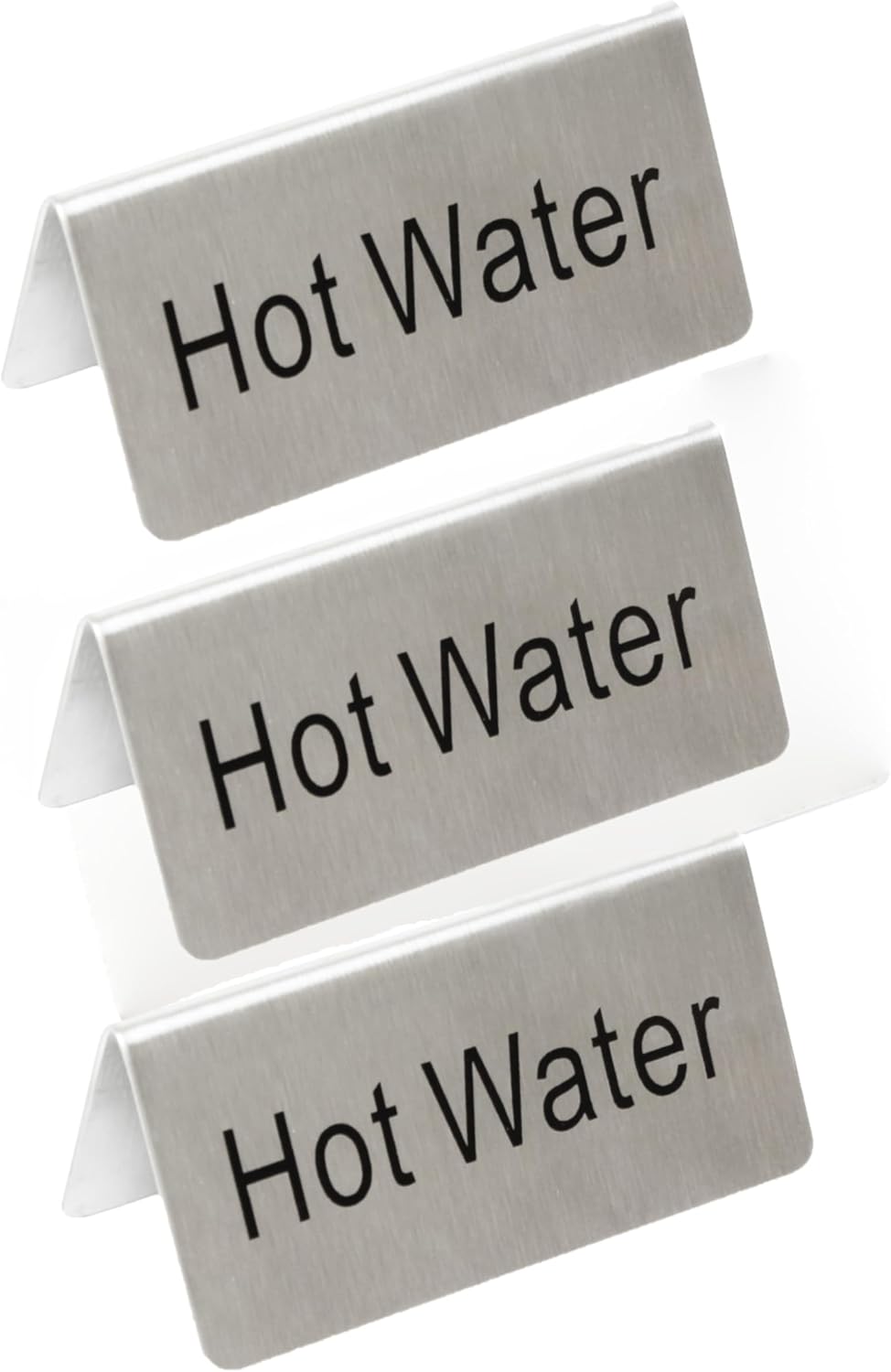 3" x 1-1/2" Stainless Steel Table Tent Sign Set of 3 - Beverage Signs Table Display Tent Signs for Party Buffet Restaurant Banquet Wedding Indoor Outdoor