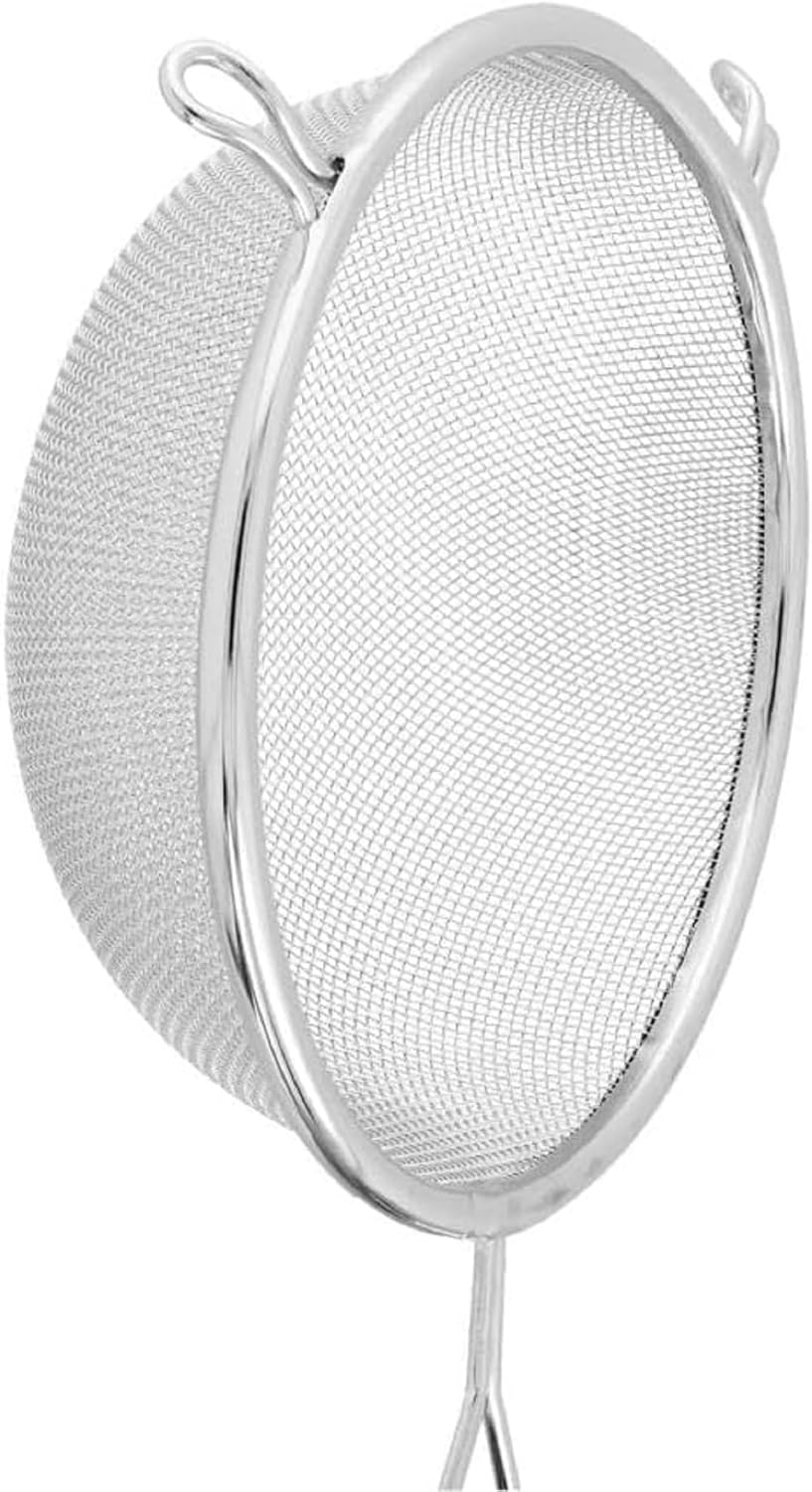 Mesh Strainer Stainless Steel Handle Length Black Plastic Handle- Kitchen Utensil Food Strainer Skimmer Spoon Cooking Sieve Sifters Pasta Fruits Vegetable