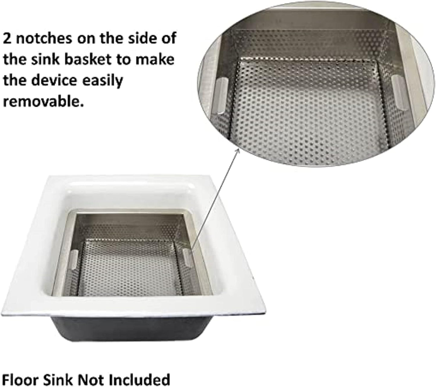 Stainless Steel Floor Sink Basket- Square Screens Strainer Sink Drain Cover Suitable for Kitchen Restaurant Bar Buffet