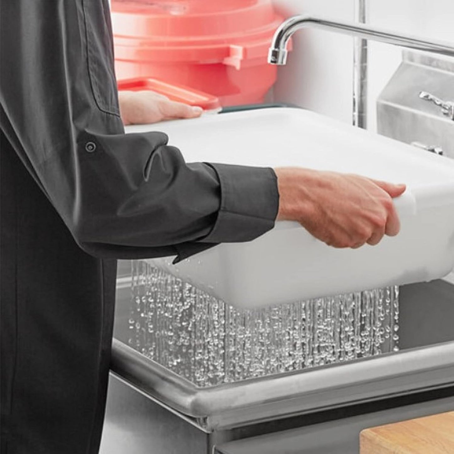 20-1/2" x 15-1/2" x 5" Utility Kitchen Perforated Bus Box/Tub/Bin with Handles - Heavy Duty Plastic Restaurant Tub/Dish Washing Box Wash Basin Tub for Kitchen Restaurants