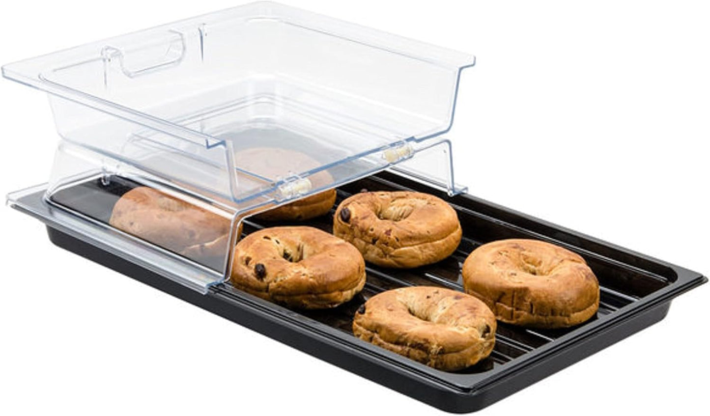 21" x 13" x 3" Full Size Polycarbonate Hinged Dome Cover Opens on both ends Clear Color- Food Pan Cover Pastry Cover Display Cover Serving Platter Covers Clear Food Pan