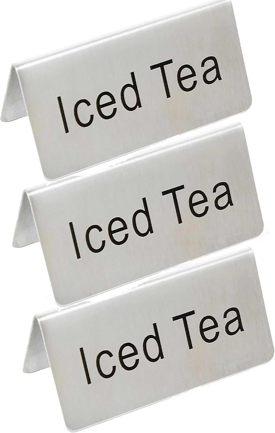 3" x 1-1/2" Stainless Steel Table Tent Sign Set of 3 - Beverage Signs Table Display Tent Signs for Party Buffet Restaurant Banquet Wedding Indoor Outdoor