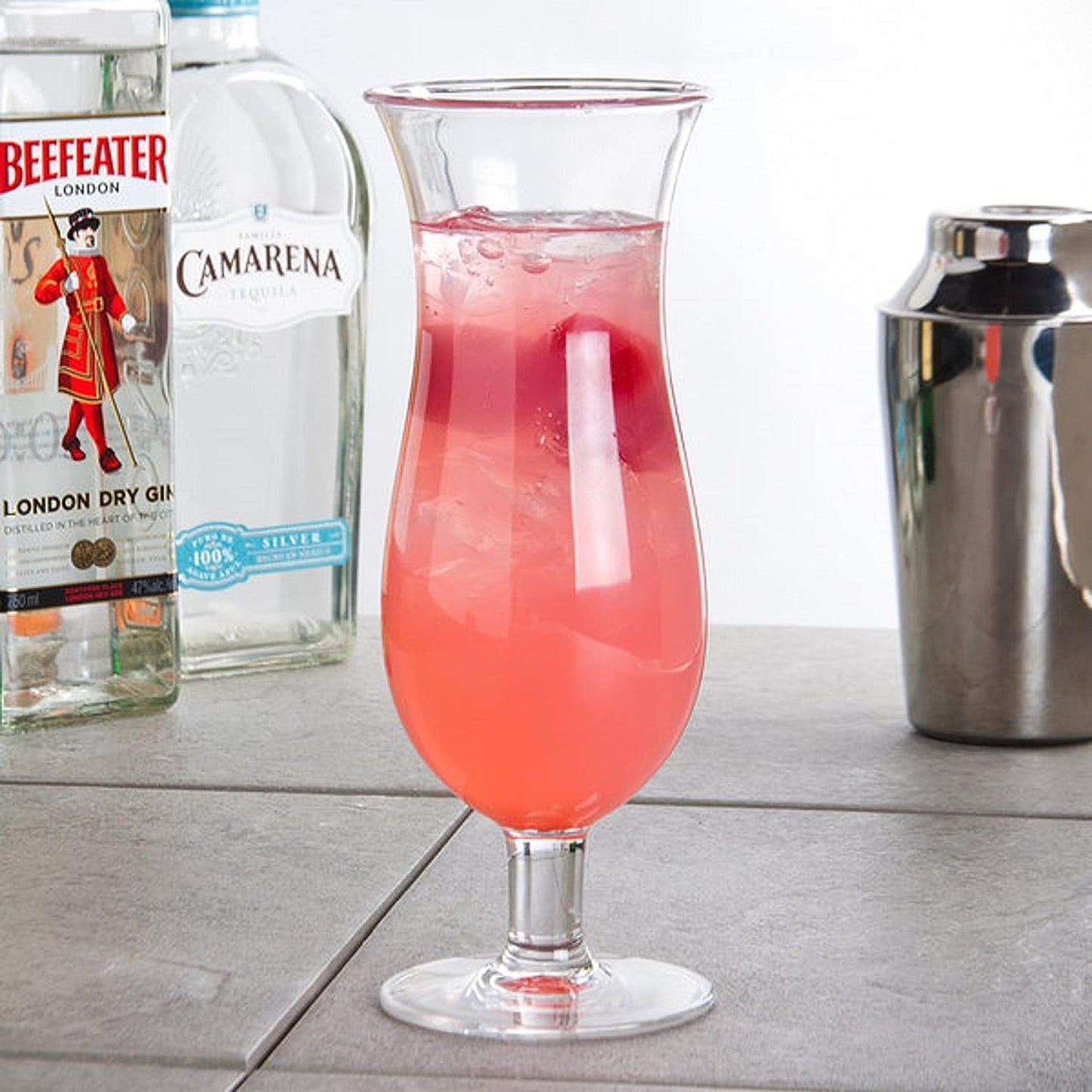 Hurricane Glass Polycarbonate Clear Color Comes in each- Beverage Stemmed Plastic Glass Cup Party Beverage Glass Barware Perfect for Juices Smoothies Pina Colada Cocktails