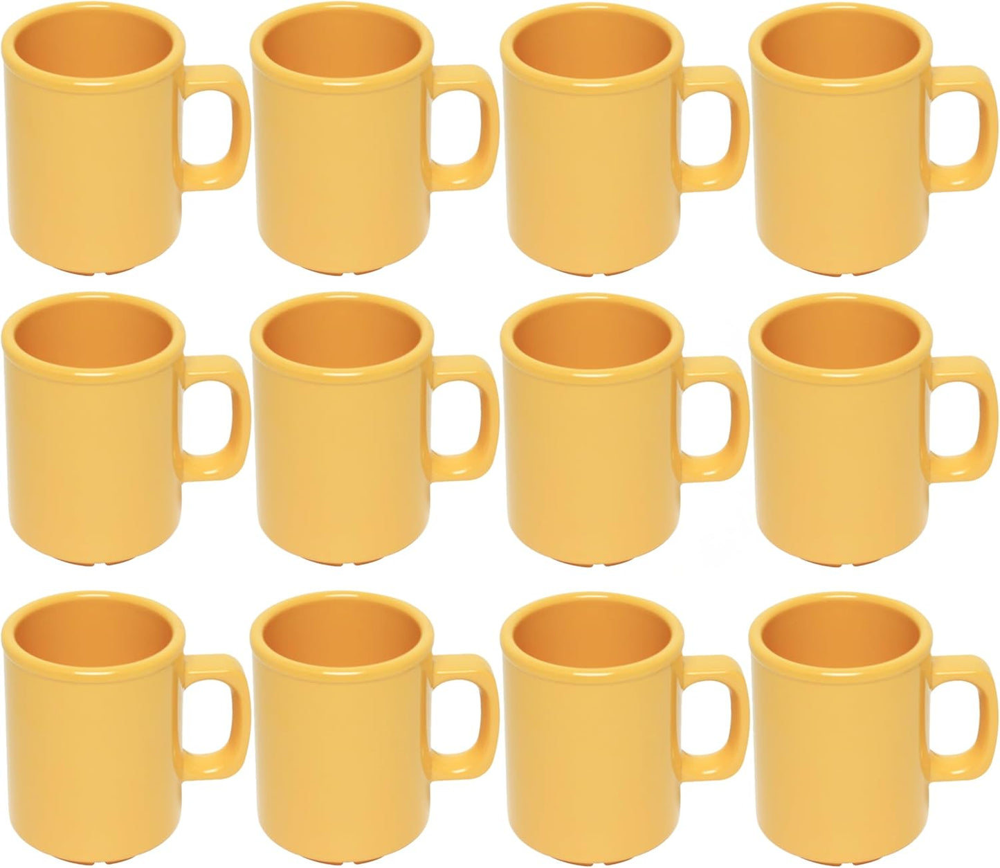 8 oz Mug Melamine Set of 12- Dishwasher Safe Break-Resistant Coffee Cup Set Reusable Plastic Cup for Latte Cappuccino Cocoa Hot Tea Mocha Home Cafe Restaurants