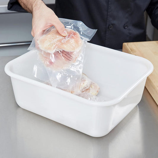 14-1/2" x 12-1/2" x 5-1/2" White Utility Kitchen Bus Box/Tub/Bin with Handles- Heavy Duty Plastic Restaurant Tub/Dish Washing Box for Kitchen Organization/Storage