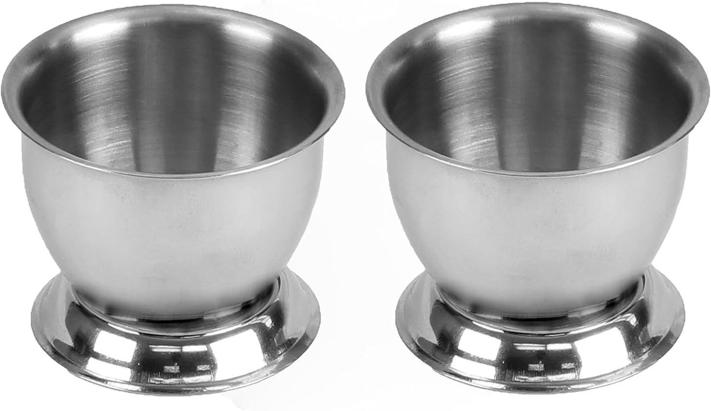 Stainless Steel Footed Egg Cup Set of 2- Egg Cups Stand Holder for Boiled Eggs Egg Cups Holders for Breakfast and Brunch Kitchen Egg Stand Holders Egg Cup Tray
