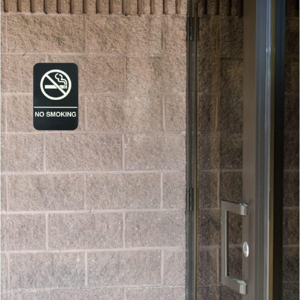 6" x 9" No Smoking Sign with Braille Easy Peel Self-Adhesive White on Black Color Set of 2- Waterproof Self Adhesive Store Signs Indoor/Outdoor Warning Marker Home Business Use