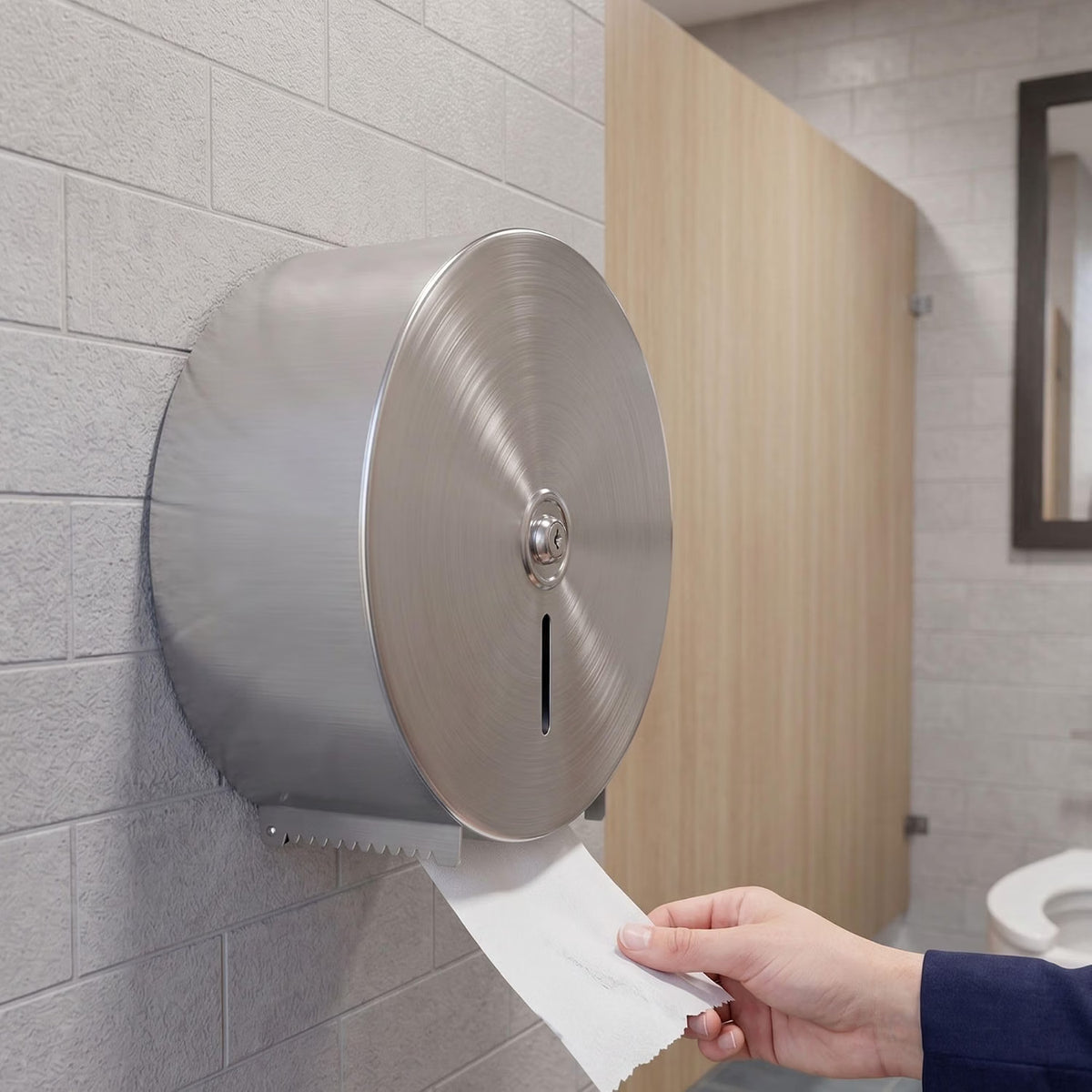 10-1/2" x 4-1/2" Stainless Steel Jumbo Roll Toilet Tissue Dispenser - Wall Mount Stainless Steel 9 Inch Roll Toilet Paper Holder Bath Tissue Dispenser Lock Key