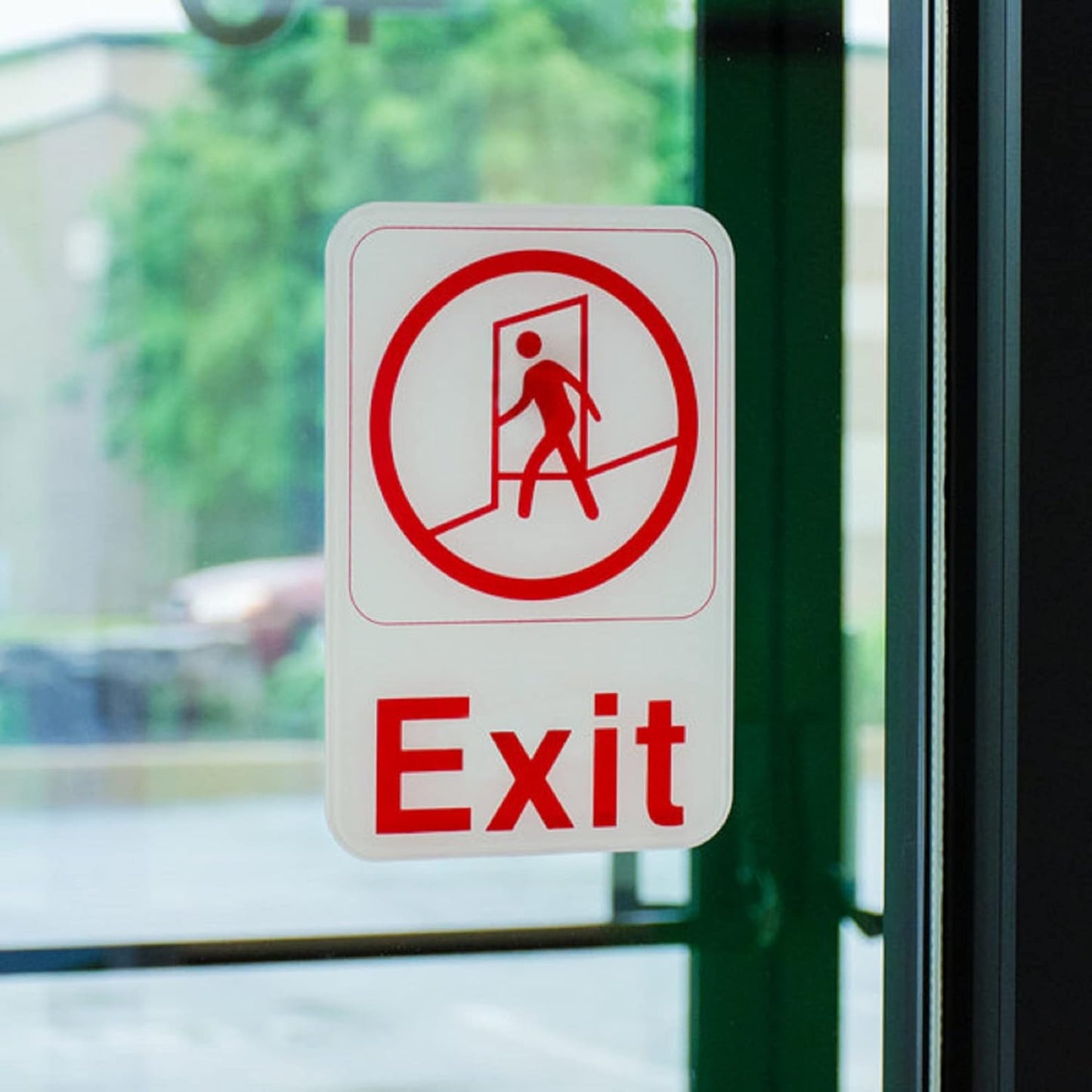 6" x 9" Exit Sign with Easy Peel Self-Adhesive Red on White Color Set of 2- Waterproof Self Adhesive Store Signs Indoor/Outdoor Warning Marker Home Business Use
