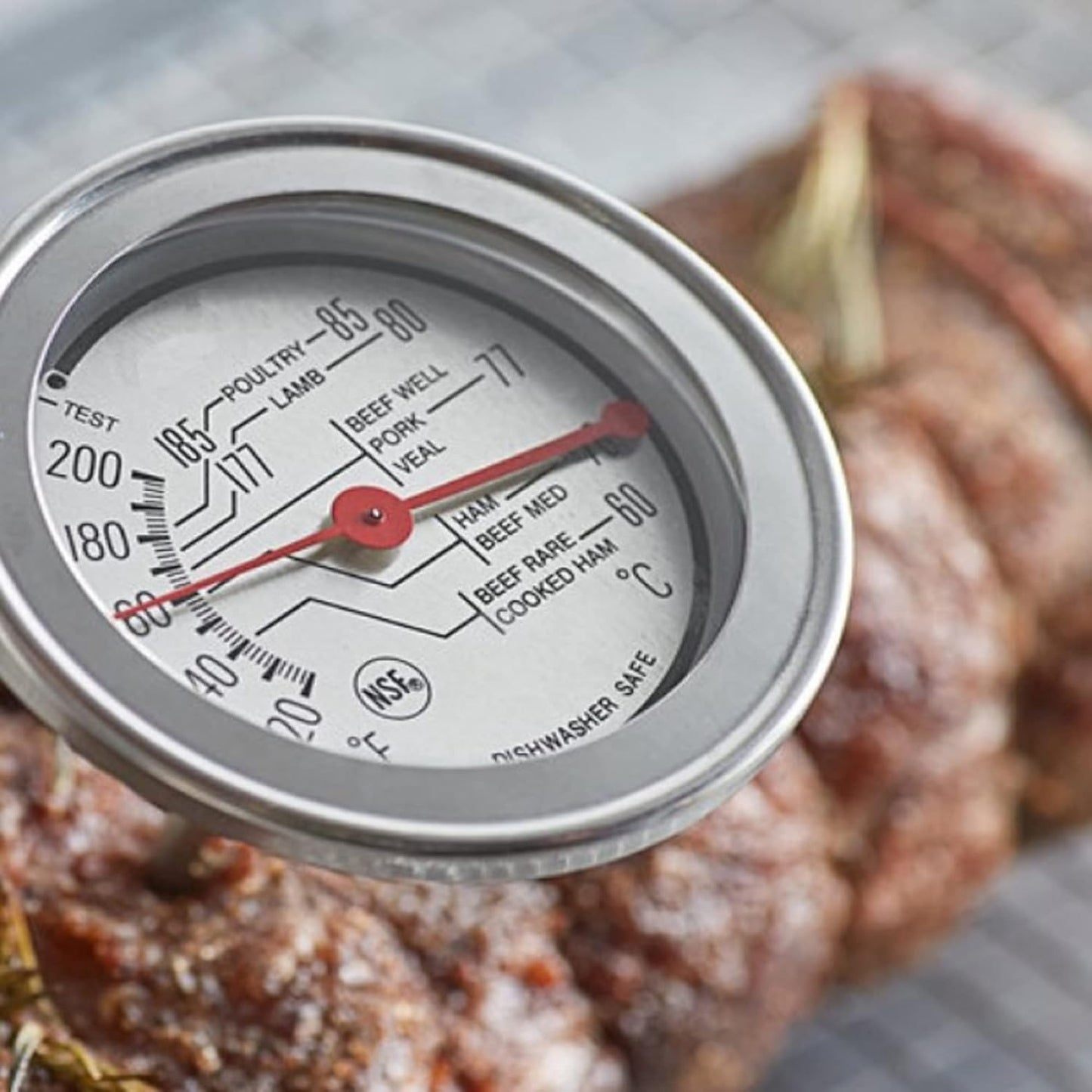 Stainless Steel Zone Dial Meat Thermometer 4-1/2" Stem, 2 3/4" Dial, -120 to 200 Degrees Fahrenheit- Cooking and Grilling Oven Pocket Size for Meat Food Cooking and Grilling Ov
