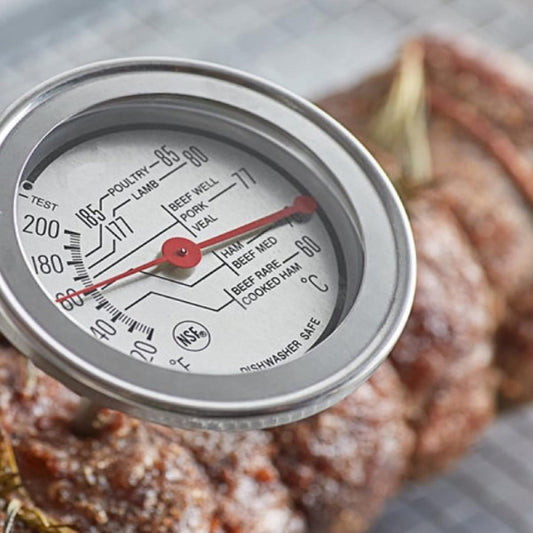 Stainless Steel Zone Dial Meat Thermometer 4-1/2" Stem, 2 3/4" Dial, -120 to 200 Degrees Fahrenheit- Cooking and Grilling Oven Pocket Size for Meat Food Cooking and Grilling Ov