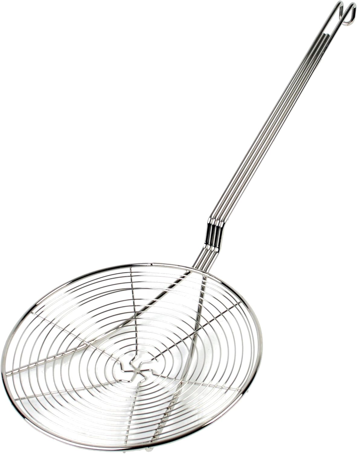 Round Spiral Wire Skimmer with 13" Handle Length Nickel Plated- Kitchen Utensil Food Strainer Skimmer Spoon for Cooking Sieve Sifters Rice Quinoa Pasta Fruits Vegetables etc.