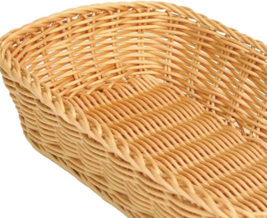 Rectangular Hand-Woven Bread Basket Natural Color - Restaurant Woven Food Serving Basket for Fruit Bread Serving Decorative Baskets Perfect for Cafe Home Restaurants