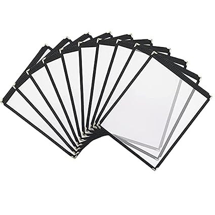 Single Restaurant Menu Covers 1 Page 2 View Set of 10- Crystal Clear Menu Covers Fits A4 Size Paper Menu Sleeve Menu Folder Menu Book Holders for Bar Cafe Restaurant