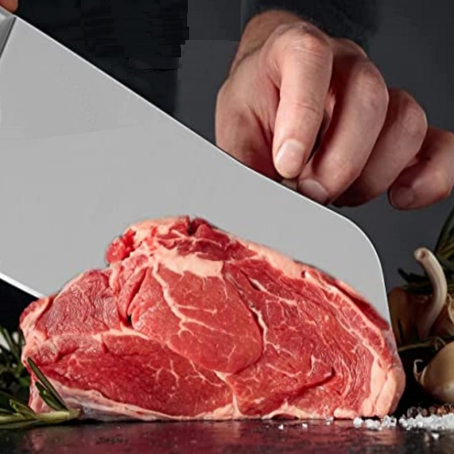 Cast Iron Ping Knife/Cleaver with Wooden Handle- Meat Bone Chopper for Butcher Slicing Vegetables Butcher Chopper Kitchen Knife for Home Kitchen and Restaurant
