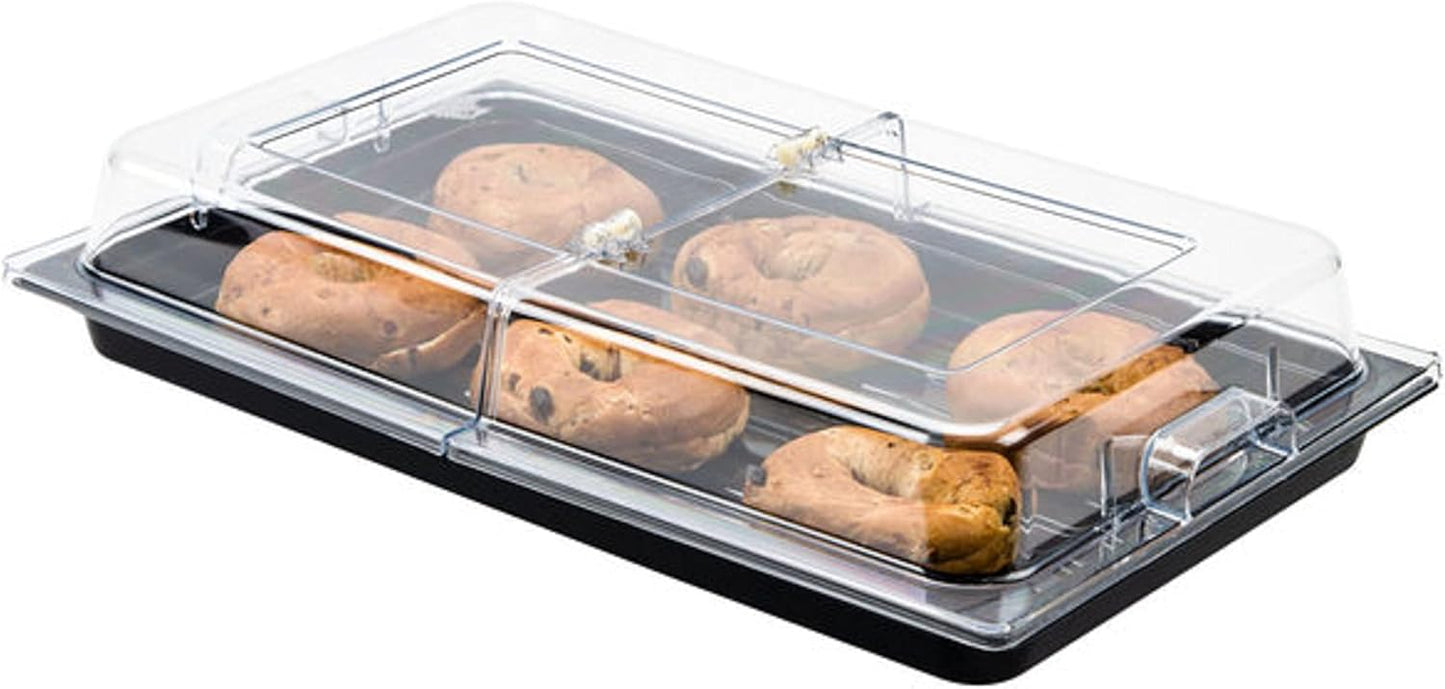 21" x 13" x 3" Full Size Polycarbonate Hinged Dome Cover Opens on both ends Clear Color- Food Pan Cover Pastry Cover Display Cover Serving Platter Covers Clear Food Pan