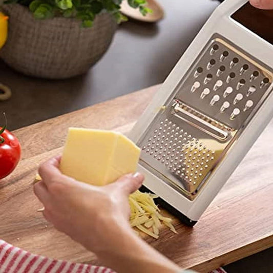 Stainless Steel Multi-Use Grater Slicer 4-5/8" x 11-1/8" x 1-1/8" with Polypropylene Frame- Cheese Shredder Lemon Zester Grater Food Grater Vegetable Ginger Potatoes Slicer for Kitchen