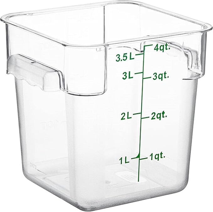 Polycarbonate Square Food Storage Container - Commercial Food Storage Containers Meal Prep Containers Reusable Food Containers for Pantry Kitchen Storage Organization