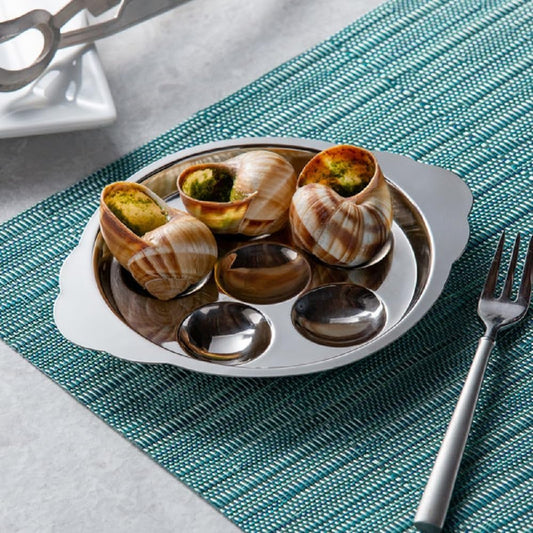 6 Compartment Holes Stainless Steel Snail/Escargot Tray Set of 2- Seafood Snail Dish Escargot Dish Server for Home Kitchen Restaurant Hotel BBQ