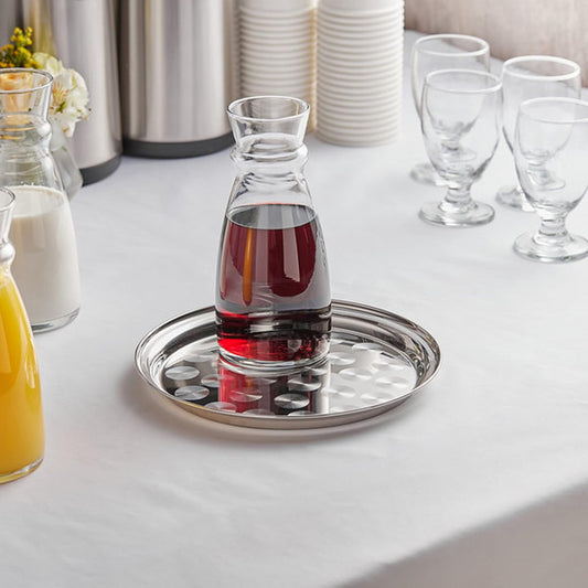 Stainless Steel Round Serving Tray with Narrow Rim Set of 2- Display Tray Serving Platter for Parties Serve Appetizers Fruit & Desserts for Home Restaurant Buffet Banquet