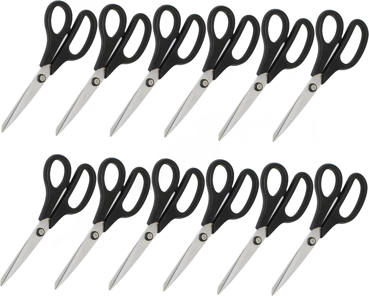 4” Stainless Steel Kitchen Scissors with Black Plastic Handle Set of 12- All Purpose Shears Food Scissors Kitchen Scissors Utility Scissors Cooking Shears for Home Kitchen Restaurants