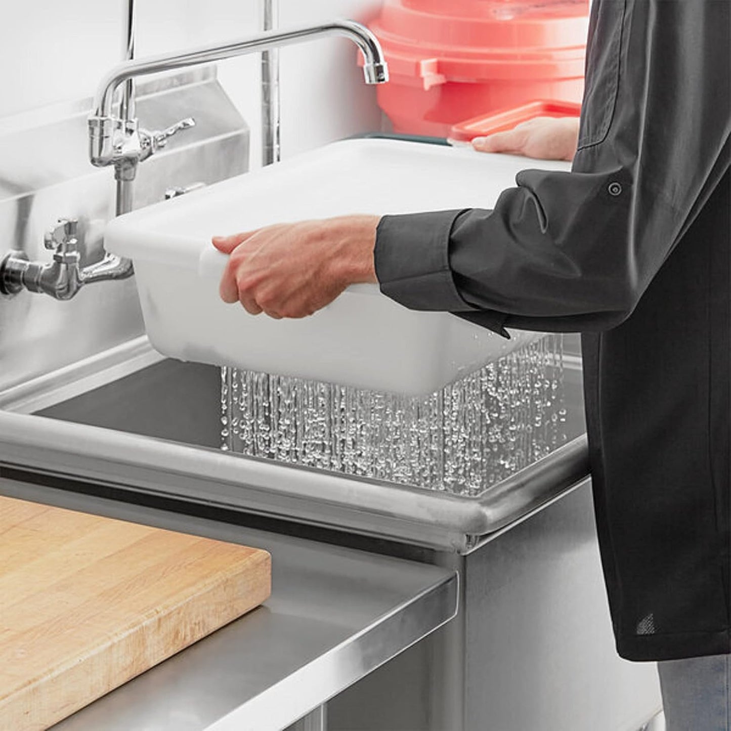 20-1/2" x 15-1/2" x 5" Utility Kitchen Perforated Bus Box/Tub/Bin with Handles - Heavy Duty Plastic Restaurant Tub/Dish Washing Box Wash Basin Tub for Kitchen Restaurants