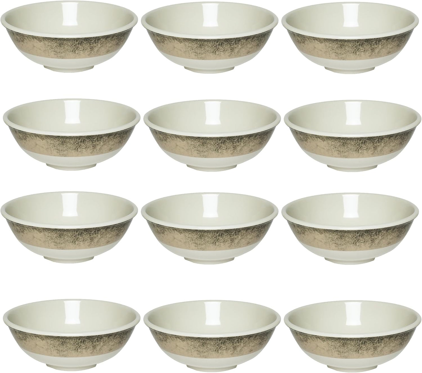 Dinnerware Salad Bowls Melamine Set of 12- Dishwasher Safe Break-Resistant Reusable Bowls Serving Bowl Soup Bowls for Fruits Salad Kitchen Restaurants