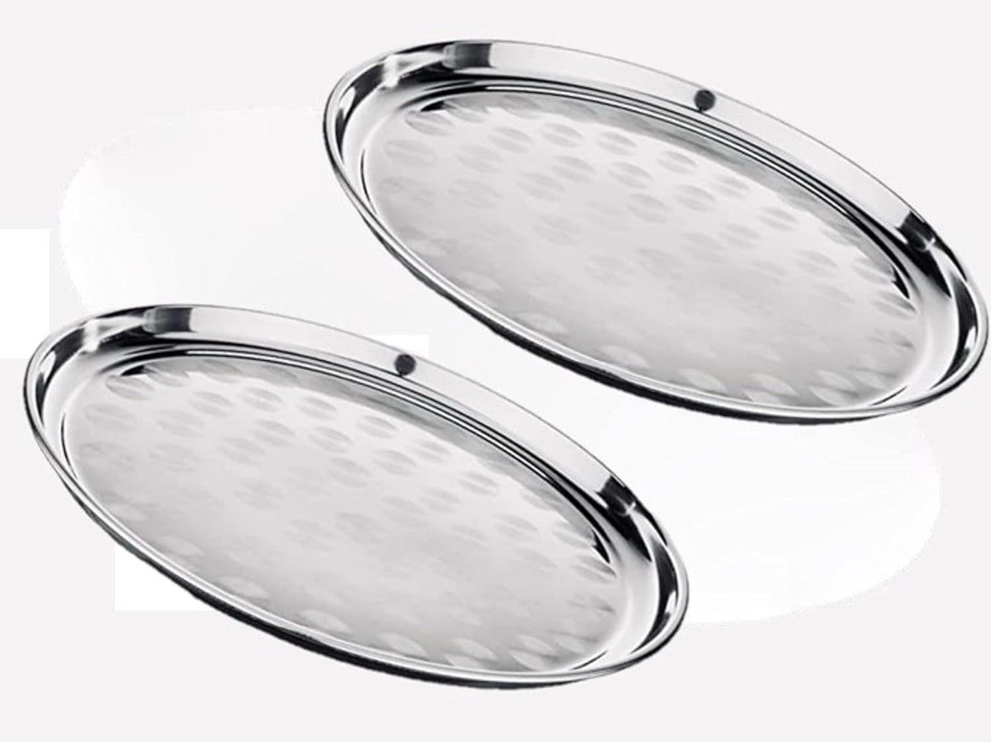 Stainless Steel Round Serving Tray with Narrow Rim Set of 2- Display Tray Serving Platter for Parties Serve Appetizers Fruit & Desserts for Home Restaurant Buffet Banquet