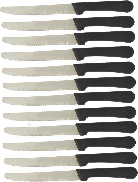 Stainless Steel Round Tip Steak Knife with Handle Set of 12- Steak Knives Dinner Meat Cutter Knife Set for Home and Restaurants