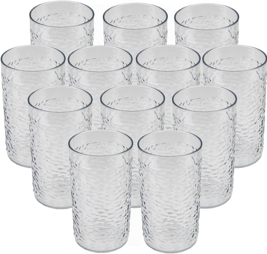 Pebble Tumbler Drinking Glasses Set of 12- Reusable Premium Water Iced Tea Glasses Dishwasher Safe Break-Resistant for Home and Restaurants