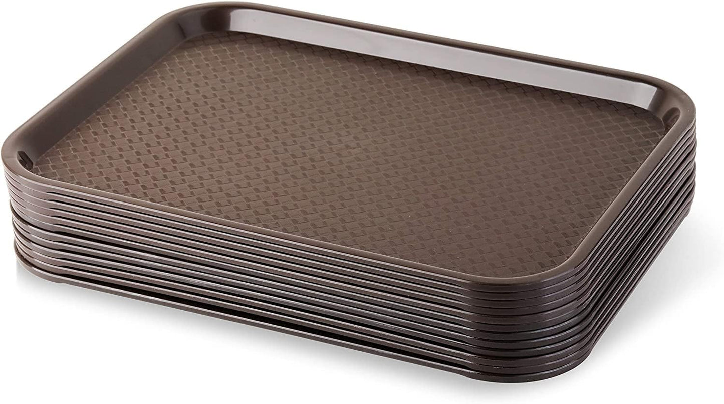 Fast Food Tray Orange Color Plastic Set of 12 - for Café Standard Cafeteria/Fast Food Tray Restaurant Serving Trays Set for Coffee Table Kitchen Party Restaurants