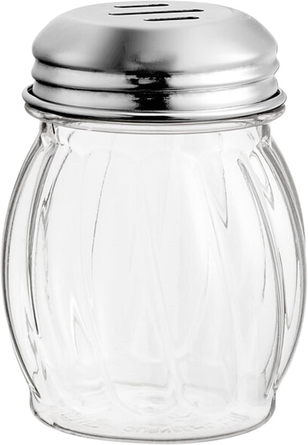 6 oz. Stainless Steel Slotted Swirl Glass Cheese Shaker Set of 12- Swirl design for Spices Parmesan Cheese Spice Shakers Salt & Pepper Shakers