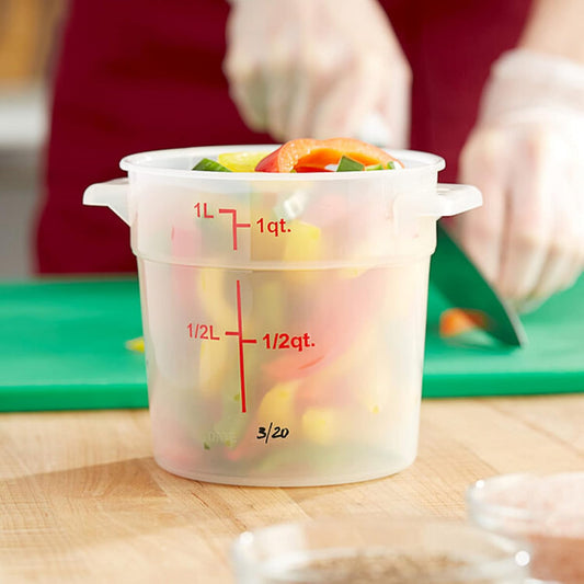 Round Food Storage Container Translucent Polypropylene- Commercial Food Storage Containers Meal Prep Containers Reusable Food Containers for Pantry Kitchen Storage Organization
