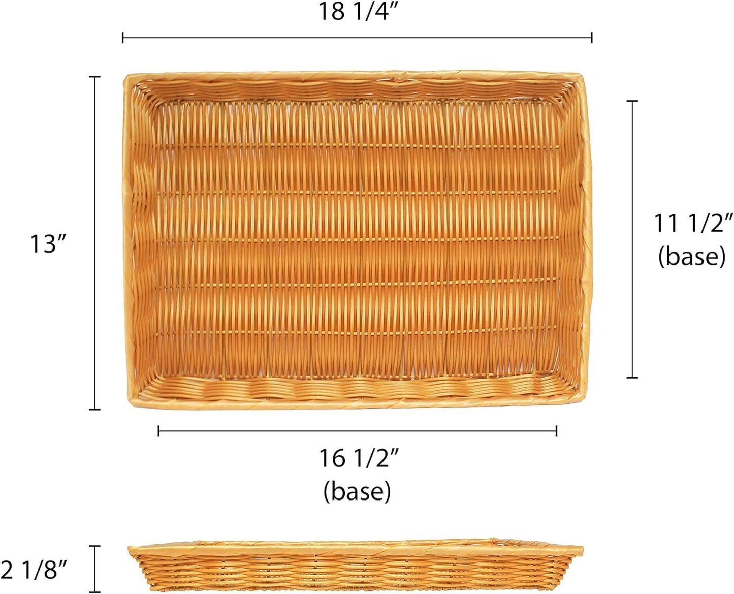 Rectangular Hand-Woven Bread Basket Natural Color - Restaurant Woven Food Serving Basket for Fruit Bread Serving Decorative Baskets Perfect for Cafe Home Restaurants