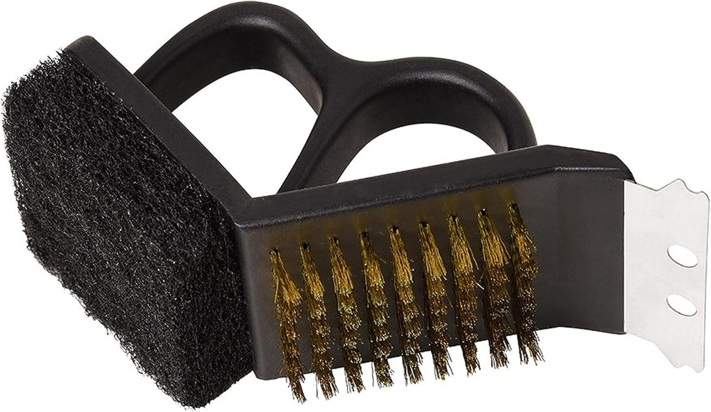 7" X 3 1/2" X 4 Heavy-Duty Bristle with Scrubbing Pad and Blade Polypropylene Body Steel Bristle Metal Blade and Pad- Grill Cleaning Brush BBQ Grill Accessories Safe Grill Cleaner