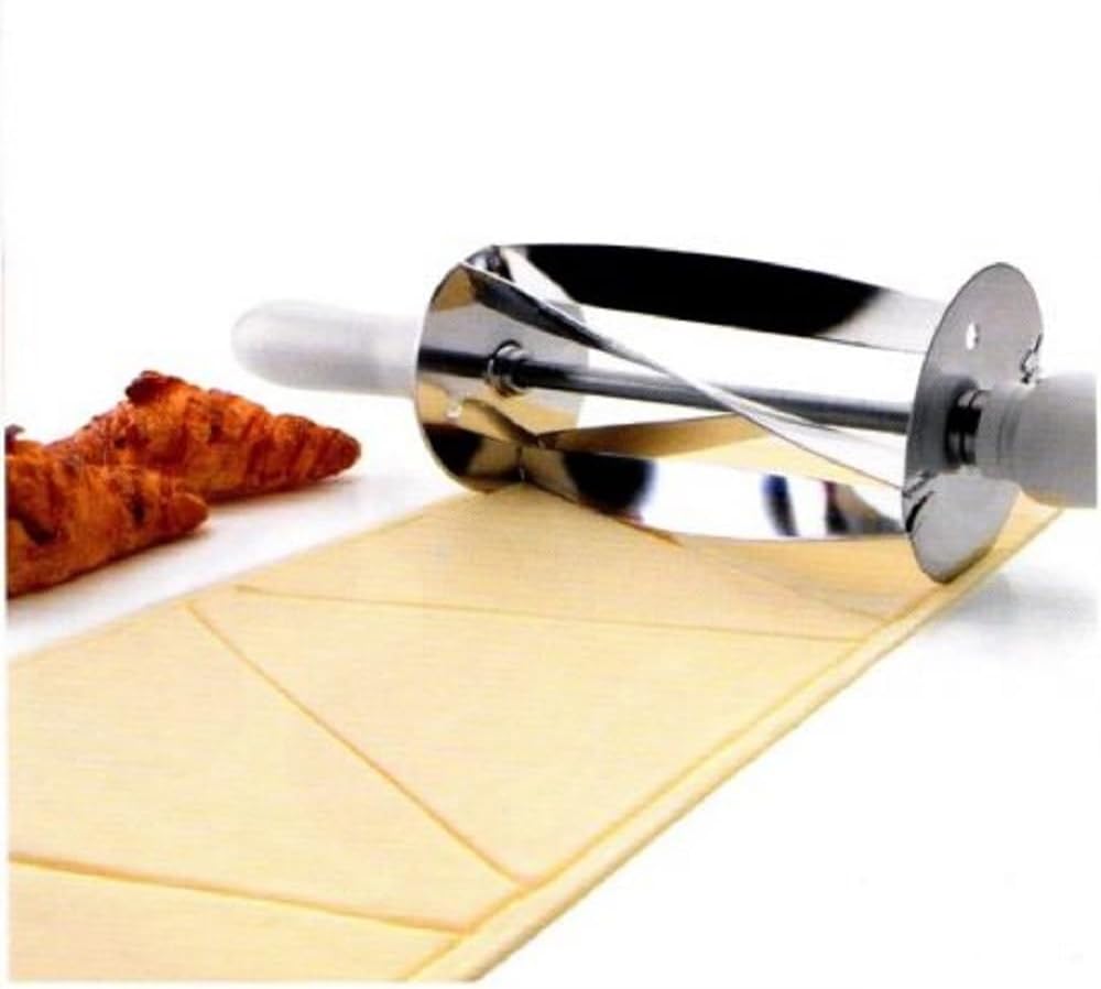 Stainless Steel Croissant Dough Cutter with Plastic Handle 8-1/4" x 3-3/4" x 3-3/4" - Pastry Cutter Dough Cutter Perfect Shaped Pastry Dough for Croissants Dishwasher Safe