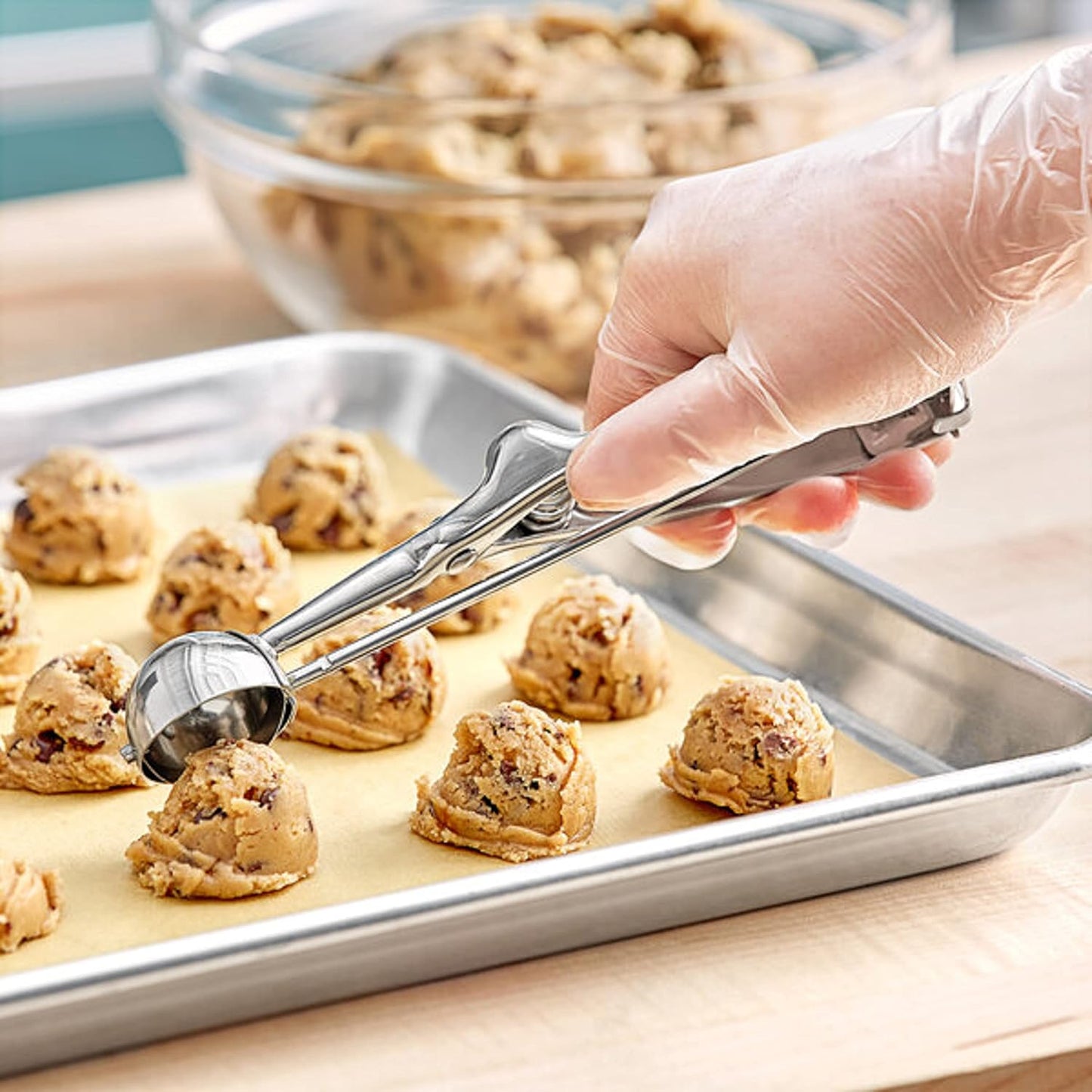 Oval Portion Scoop Disher with Twin Grip Handle Stainless Steel- Cookie Scooper for Baking Cookie Scoops For Portion Control Scoop Cookie Dough Cupcake Batter Ice Cream