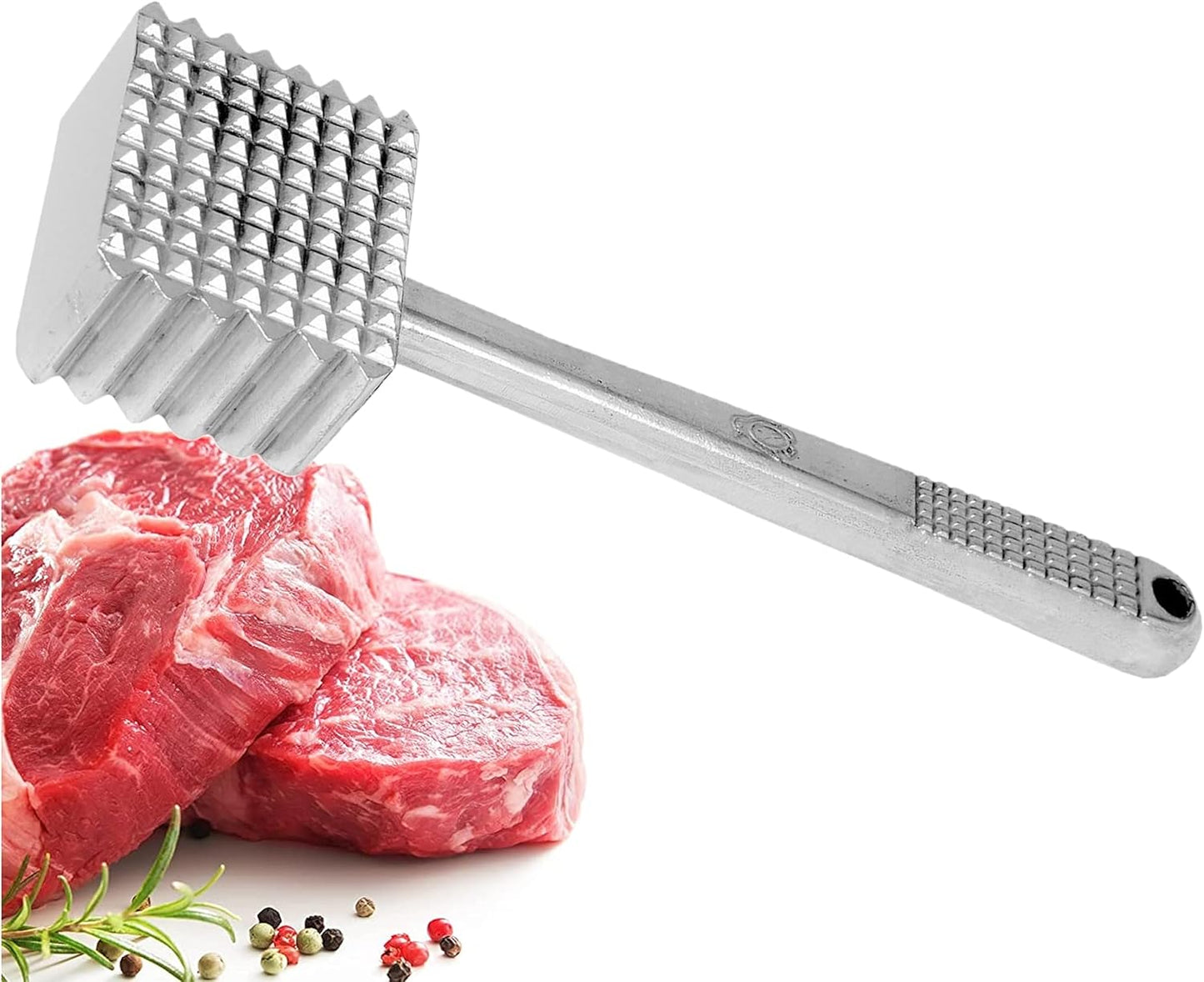 Meat Tenderizer Aluminum Head and Handle- Meat Tenderizer Hammer Dual-side Mallet for Kitchen Heavy Duty Pounder For Tenderizing Steak Beef Chicken and Fish