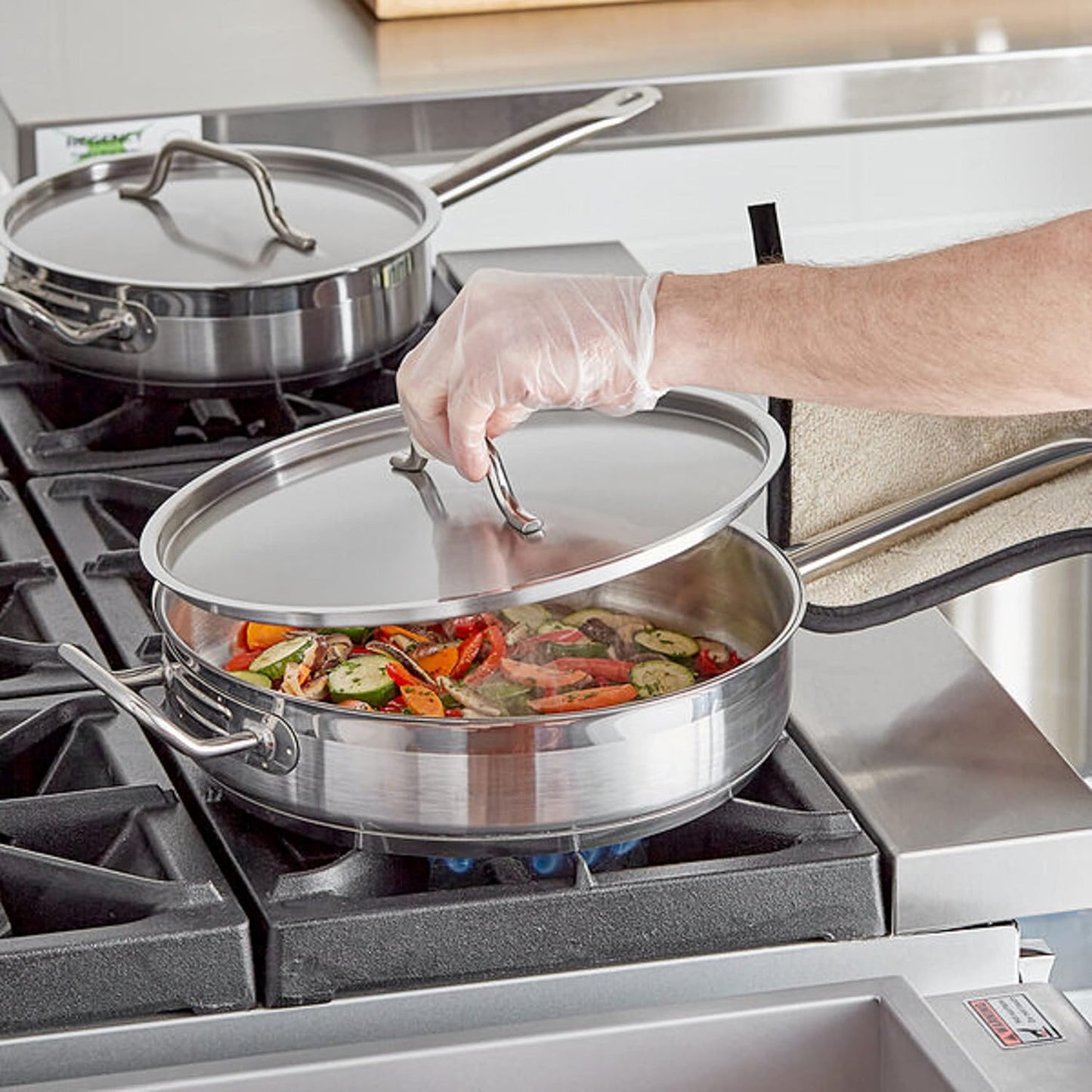 Stainless Steel Saute Pan with Lid and Welded Hollow Handle - Versatile Chef's Cooking and Egg Pan