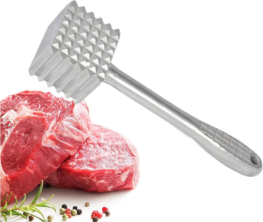 Meat Tenderizer Aluminum Head and Handle- Meat Tenderizer Hammer Dual-side Mallet for Kitchen Heavy Duty Pounder For Tenderizing Steak Beef Chicken and Fish
