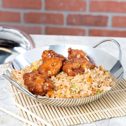 8” Stainless Steel Wok Dual- handled- Traditional Canton Style Round Bottom Wok for Kitchen Home Restaurant Cookware Chinese Wok Stir Fry Pans Traditional Woks Grilling Frying Steaming