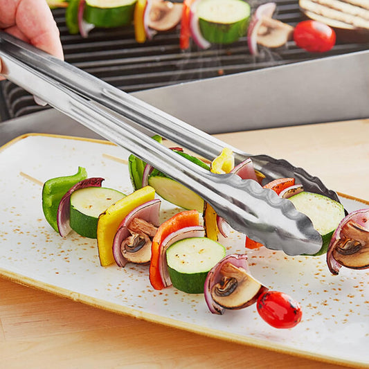 Stainless Steel Flat Spring Utility Tong with Locking Ring Set of 3- Food Tongs Cooking Tongs for Grilling Barbecue Buffets Home Restaurants Food Tong Buffet Tong Appetizer Tong