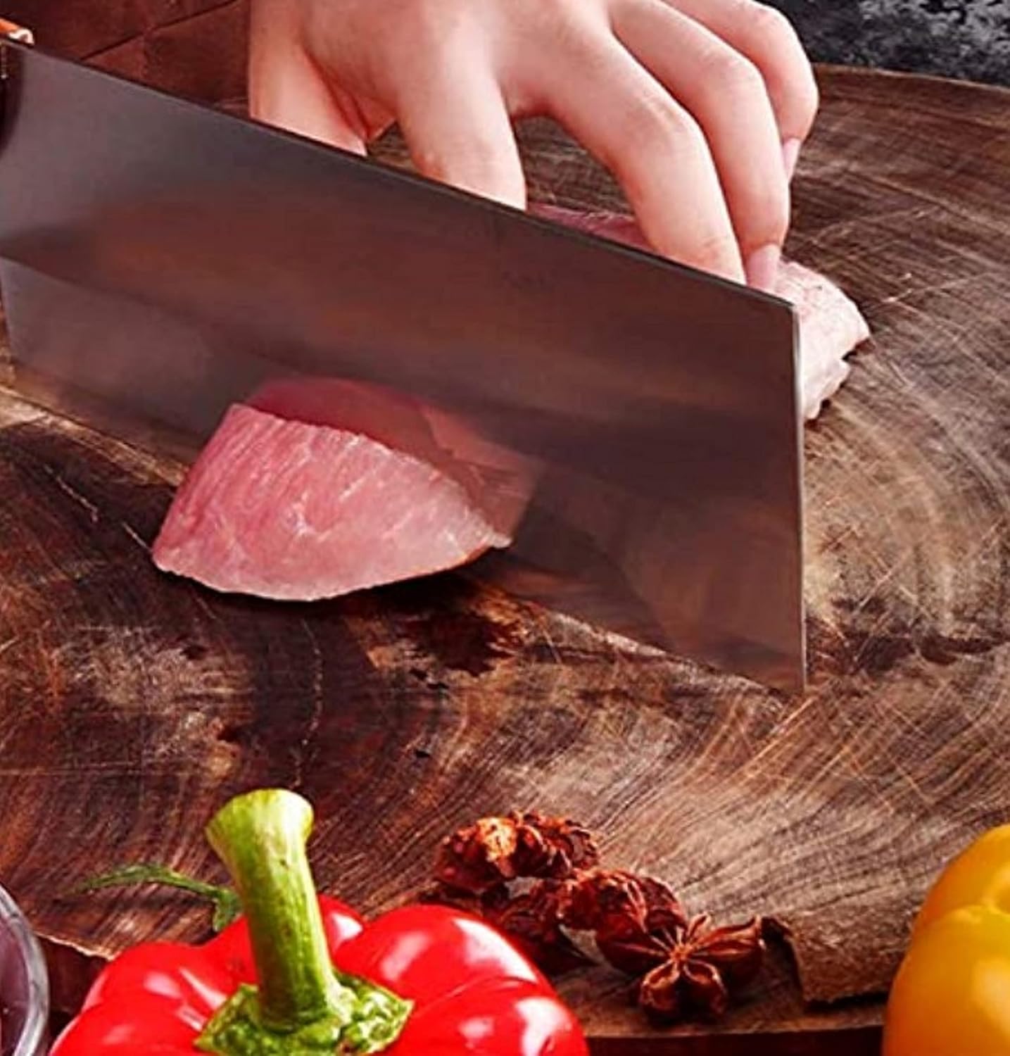 Cast Iron Ping Knife/Cleaver with Wooden Handle- Meat Cleaver Knife Bone Chopper for Butcher Slicing Vegetables Butcher Chopper Kitchen Knife for Home Kitchen and Restaurant