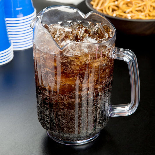 Three Spouts Water Pitcher Polycarbonate Clear Color Set of 2 - Beverage Serveware Carafe Clear Pitcher for Mimosa Bar Brunch Cold Water Juice Milk Iced Tea Lemonade