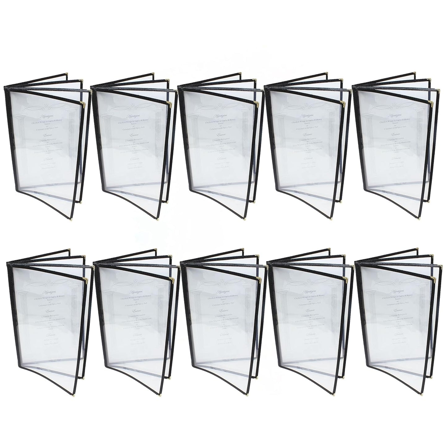 Four Page Book Fold Restaurant Menu Covers 4 Page 8 View Set of 10- Crystal Clear Menu Covers Sleeve Menu Folder Menu Book Holders for Bar Cafe Restaurant