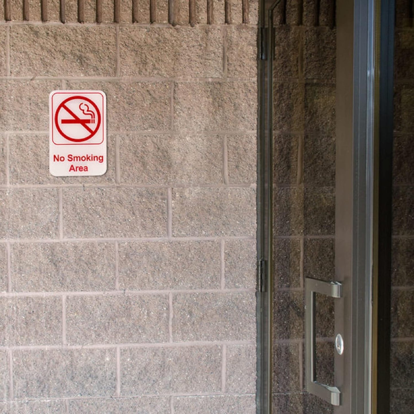 6" x 9" No Smoking Area Sign with Easy Peel Self-Adhesive Red on White Color Set of 2- Waterproof Self Adhesive Store Signs Indoor/Outdoor Warning Marker Home Business Use